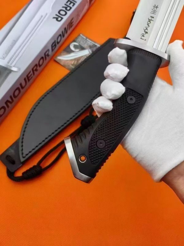 LS077 Boyknife, Conqueror of the United States Long Fixed Blade Knife G10 Handle Leather Sheath