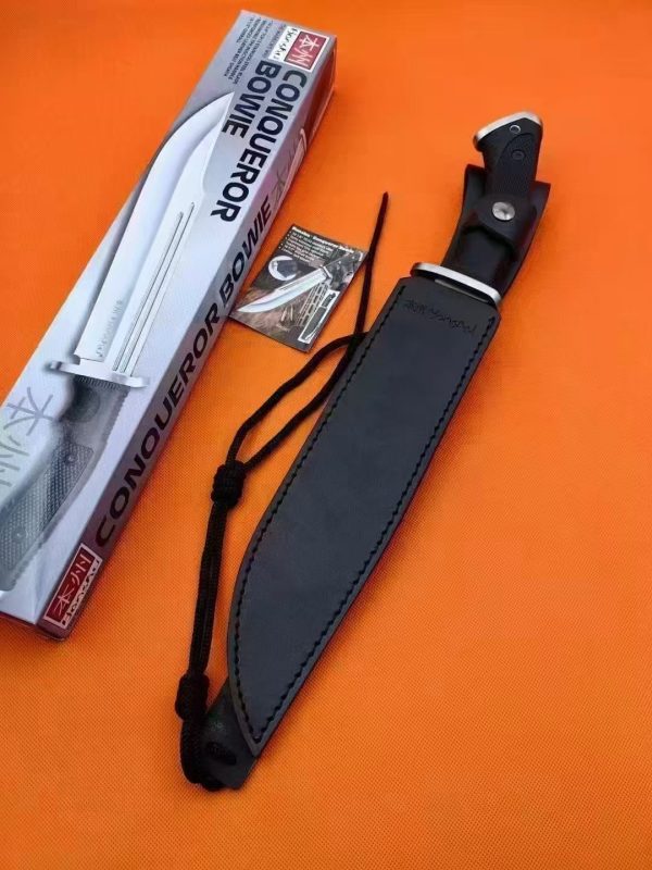 LS077 Boyknife, Conqueror of the United States Long Fixed Blade Knife G10 Handle Leather Sheath