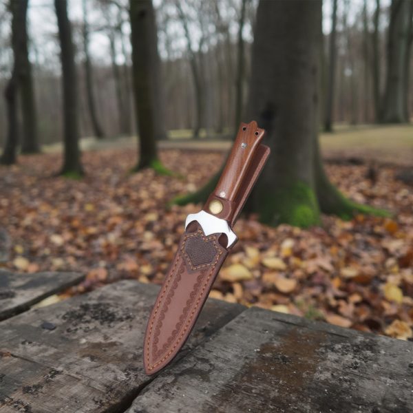 ai1 DE018 Adjudication Double-edged Knife Wooden Handle Leather Sheath