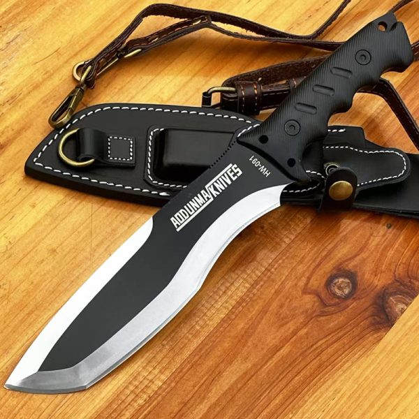 asdfaf111 (1) LS074 Infantry Long Fixed Blade Knife G10 Handle Leather Sheath
