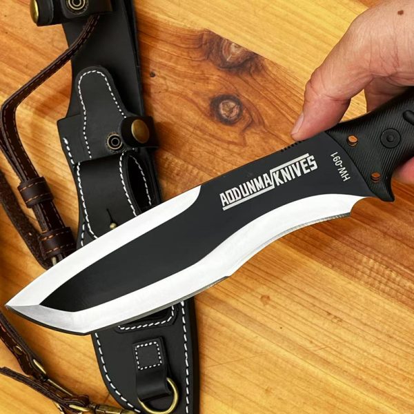 asdfaf111 (6) LS074 Infantry Long Fixed Blade Knife G10 Handle Leather Sheath