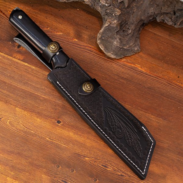 asdsad11 (4) LS068 Jungle King Long Fixed Blade Knife Wooden Handle Leather Sheath