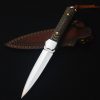 asfafa111 (3) DE020 Fengci Double-edged Knife G10 Handle Leather Sheath