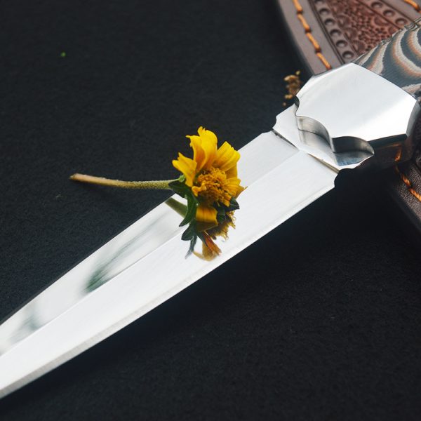 asfafa111 (4) DE020 Fengci Double-edged Knife G10 Handle Leather Sheath