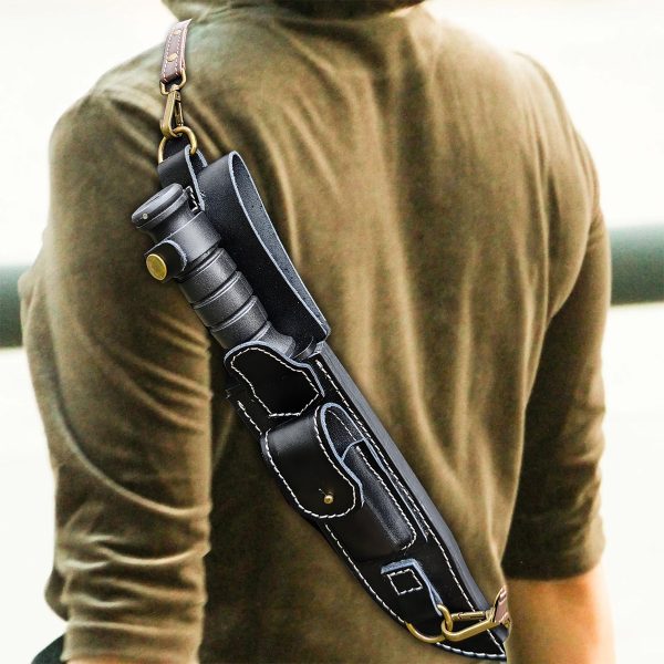 asfasf222 (3) LS075 Langya Long Fixed Blade Knife G10 Handle Leather Sheath