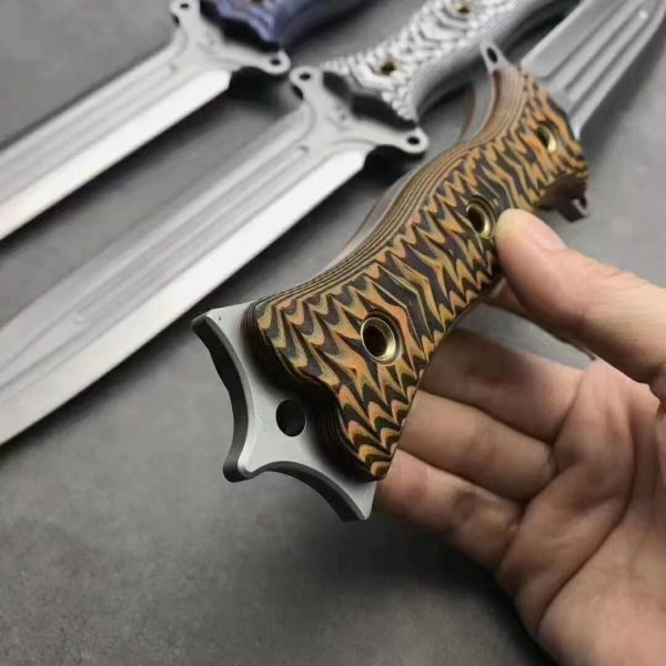 b092fa2a6d7dddfb DE004 The Lord of Bath is a double-edged sword Double-edged Knife G10 Handle Leather Sheath