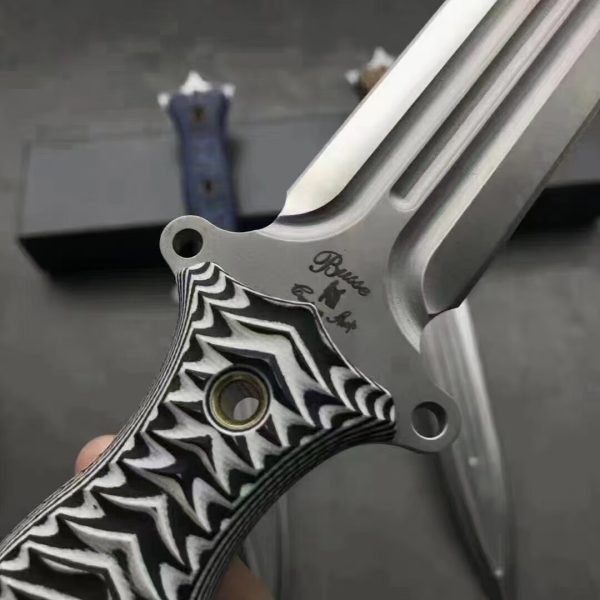 bb08bbdb80390b81 DE004 The Lord of Bath is a double-edged sword Double-edged Knife G10 Handle Leather Sheath