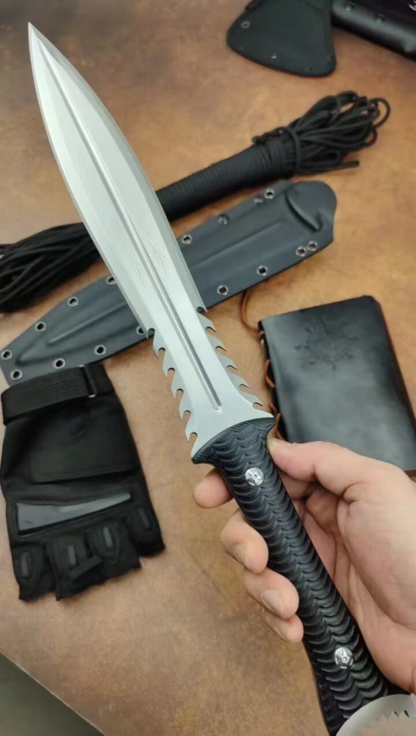 c0b9ec87b35dc1a1 DE013 Sword Sect Flying Fish Double-edged Knife G10 Handle K Scabbard