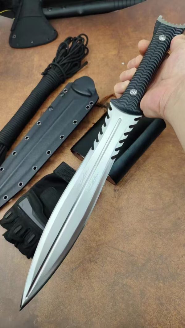 d3905d9f48a63e5e DE013 Sword Sect Flying Fish Double-edged Knife G10 Handle K Scabbard