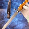 db37f8416e98205e DE016 The Uzi Steel Holy Sword is a double-edged sword Double-edged Knife G10 Handle Leather Sheath