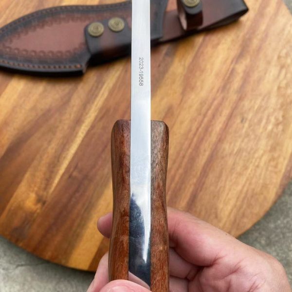 dshsdfhg23234 (2) GT016 Ten centimeter Dog Leg Curved Knife Wooden Handle Leather Sheath