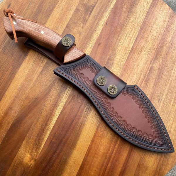 dshsdfhg23234 (3) GT016 Ten centimeter Dog Leg Curved Knife Wooden Handle Leather Sheath