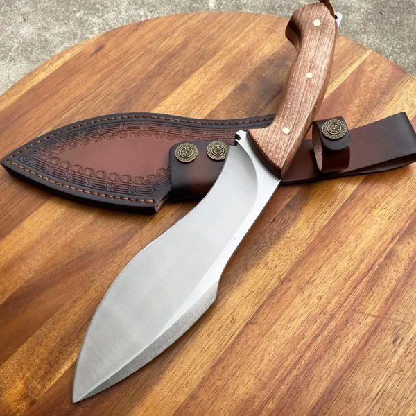 dshsdfhg23234 (4) GT016 Ten centimeter Dog Leg Curved Knife Wooden Handle Leather Sheath