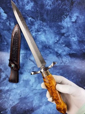 e4d7147c42b136b6 DE016 The Uzi Steel Holy Sword is a double-edged sword Double-edged Knife G10 Handle Leather Sheath