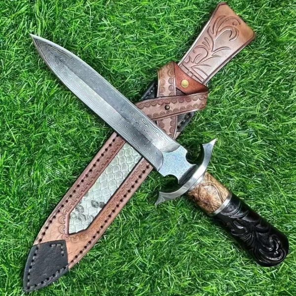 f6c613839d57f19a DE014 Roman Divine Sword Double-edged Knife G10 Handle Leather Sheath