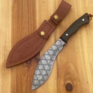 sdaaaa131 (4) GT017 Silver Star Dog Leg Curved Knife Wooden Handle Leather Sheath