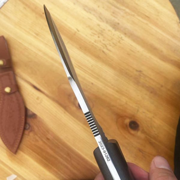 sdaaaa131 (5) GT017 Silver Star Dog Leg Curved Knife Wooden Handle Leather Sheath