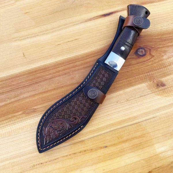 GT018 Crescent Bend Knife Curved Knife Wooden Handle Leather Sheath