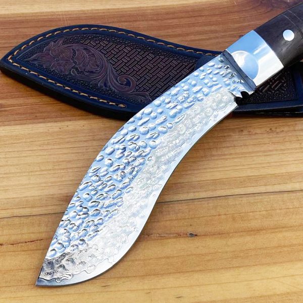 GT018 Crescent Bend Knife Curved Knife Wooden Handle Leather Sheath