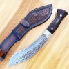 GT018 Crescent Bend Knife Curved Knife Wooden Handle Leather Sheath