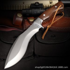 主图-3 GT023 Snow Leopard Curved Knife Wooden Handle Leather Sheath