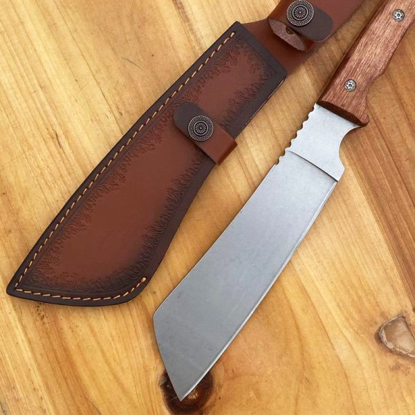 主图-5 GT024 Conqueror Curved Knife Wooden Handle Leather Sheath
