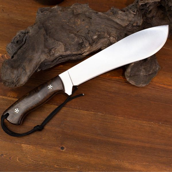 GT022 Reinstall Willow Leaf Curved Knife Wooden Handle Leather Sheath