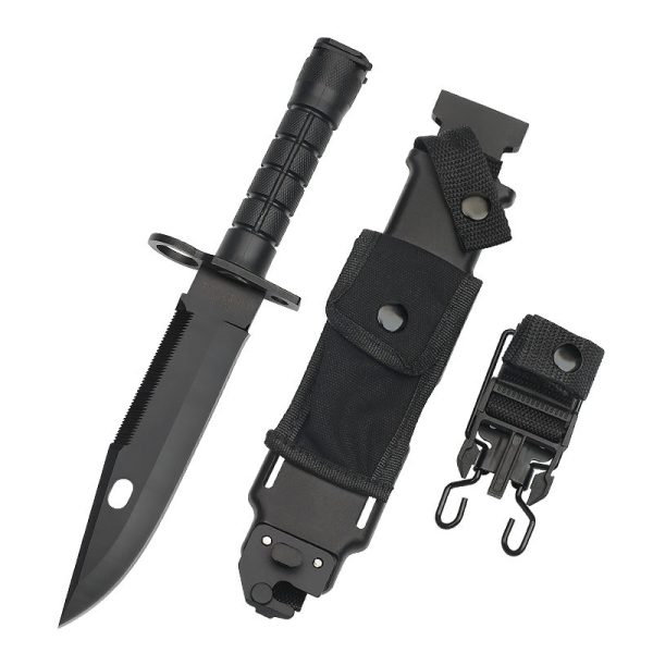 图 1 LS082 M9 (Silver/Black) Long Fixed Blade Knife G10 Handle K Scabbard