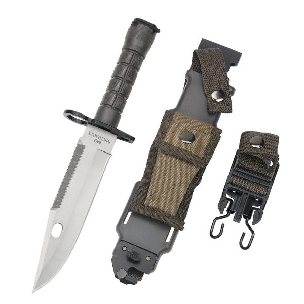 图 1 LS082 M9 (Silver/Black) Long Fixed Blade Knife G10 Handle K Scabbard