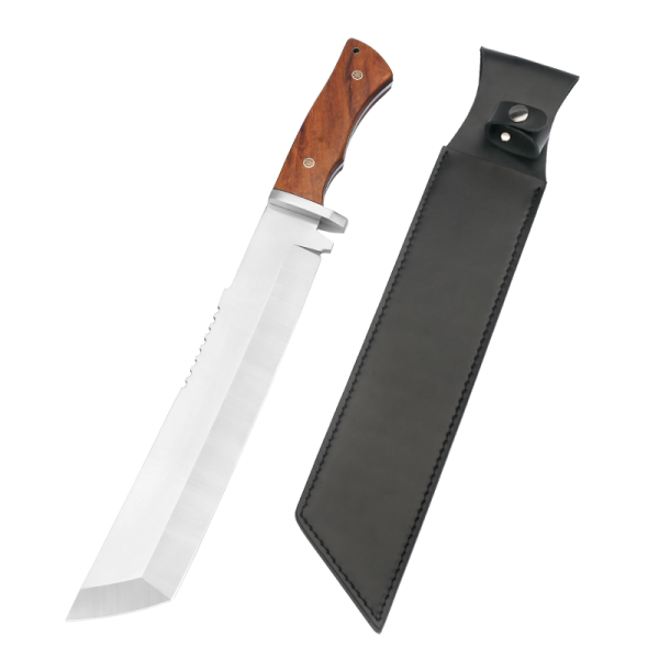 LS066 Preshan / Climber Extended Edition Long Fixed Blade Knife Wooden Handle Leather Sheath