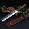 LS064 Chai Shi Long Fixed Blade Knife Wooden Handle Leather Sheath