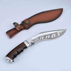 图 10 GT005 Broken Blade and Sycophant Curved Knife Wooden Handle Leather Sheath