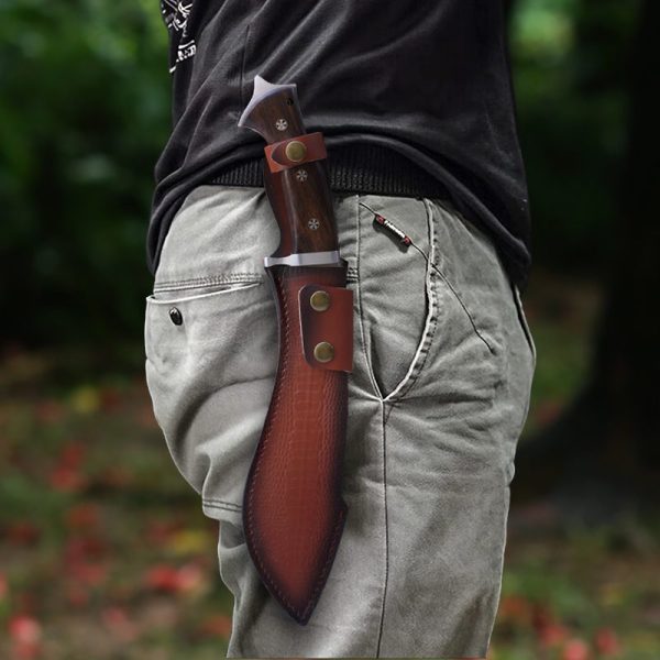 图 11 GT003 Proud Wind Dog Leg Curved Knife Wooden Handle Leather Sheath