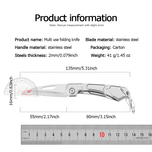 FB001 Folding Blade Knife Stainless steel Handle