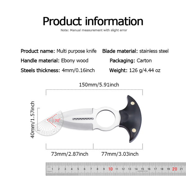 图 2英版 SC002 Black Hand Thorn Push Dagger Wooden Handle Leather Sheath