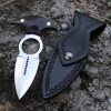 图 4英版 SC002 Black Hand Thorn Push Dagger Wooden Handle Leather Sheath