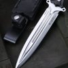 DE003 Bath Demon Lord Double Edges/Thunder God Double-edged Knife G10 Handle Leather Sheath