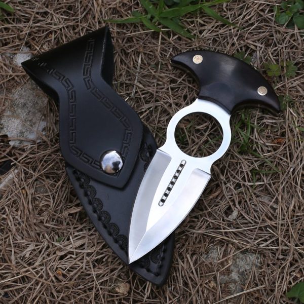图 5 SC002 Black Hand Thorn Push Dagger Wooden Handle Leather Sheath