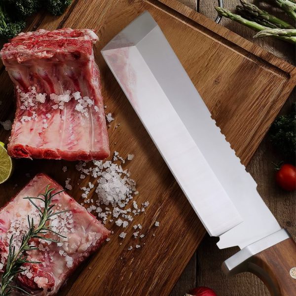 图 6 LS065 Mountain Breaker/Climbers (Leather Cover) Long Fixed Blade Knife Wooden Handle Leather Sheath