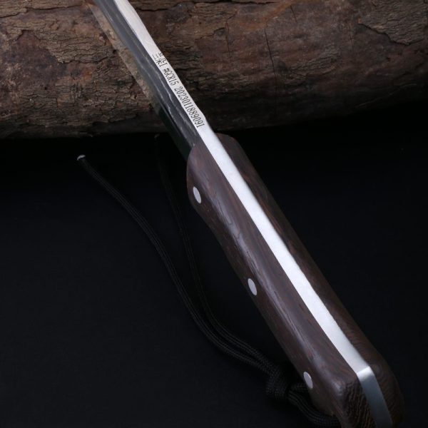 LS064 Chai Shi Long Fixed Blade Knife Wooden Handle Leather Sheath