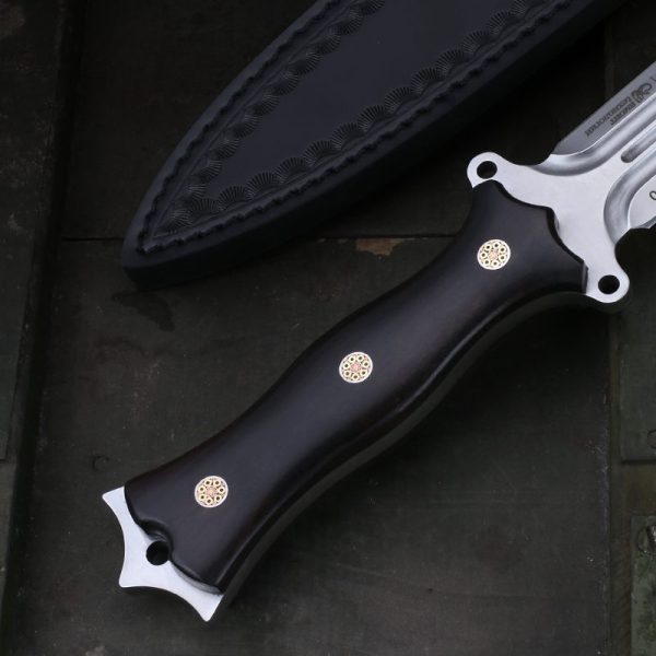 DE003 Bath Demon Lord Double Edges/Thunder God Double-edged Knife G10 Handle Leather Sheath