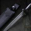 DE003 Bath Demon Lord Double Edges/Thunder God Double-edged Knife G10 Handle Leather Sheath