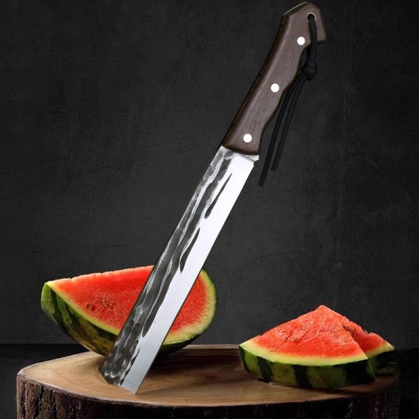 LS064 Chai Shi Long Fixed Blade Knife Wooden Handle Leather Sheath