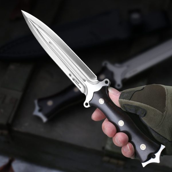 DE003 Bath Demon Lord Double Edges/Thunder God Double-edged Knife G10 Handle Leather Sheath