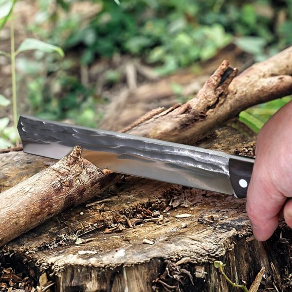 LS064 Chai Shi Long Fixed Blade Knife Wooden Handle Leather Sheath