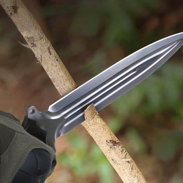 DE003 Bath Demon Lord Double Edges/Thunder God Double-edged Knife G10 Handle Leather Sheath