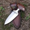 图5 SC003 Brown Hand Thorn Push Dagger Wooden Handle Leather Sheath