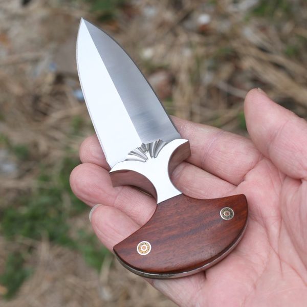 图7 SC003 Brown Hand Thorn Push Dagger Wooden Handle Leather Sheath