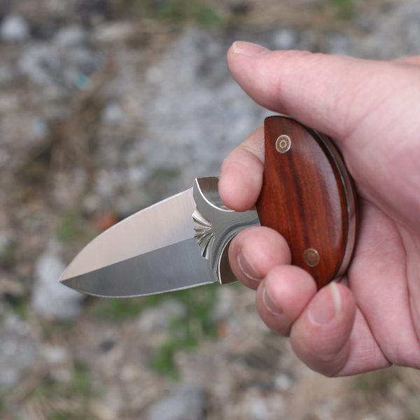 图8 SC003 Brown Hand Thorn Push Dagger Wooden Handle Leather Sheath