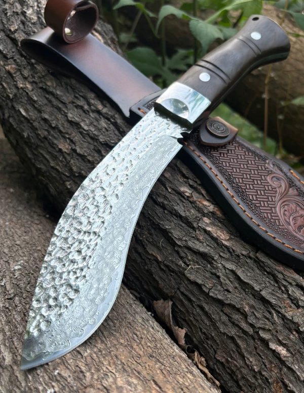 GT018 Crescent Bend Knife Curved Knife Wooden Handle Leather Sheath